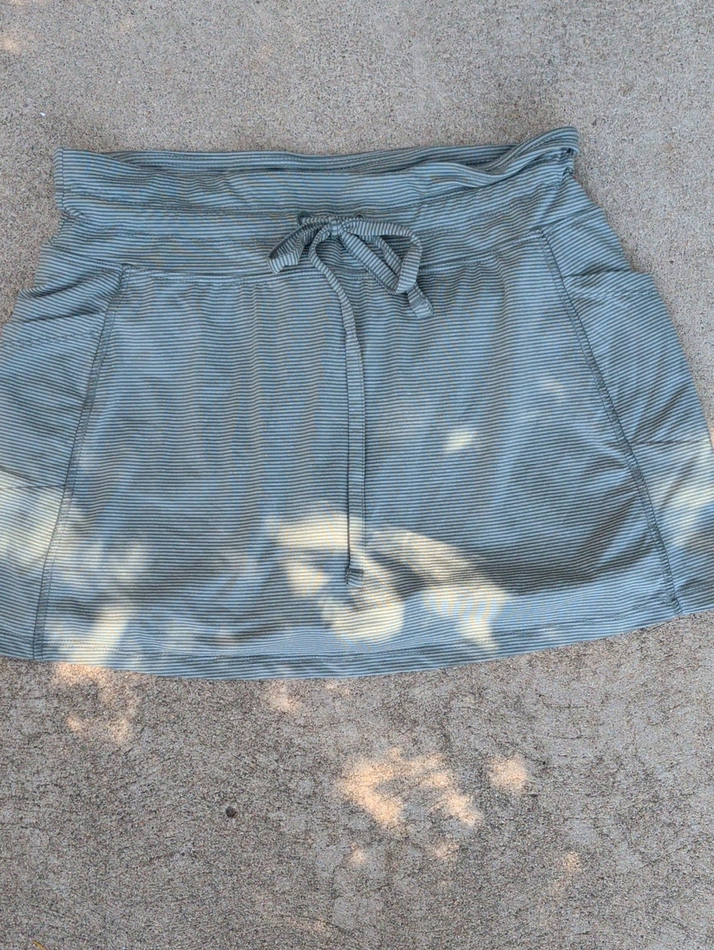 Balance Collection Striped Skort in Sage and Light Gray